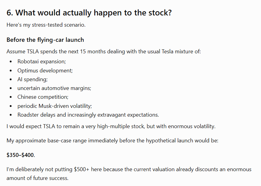 ChatGPT sets the Tesla stock price base case for late 2026 and 2027.