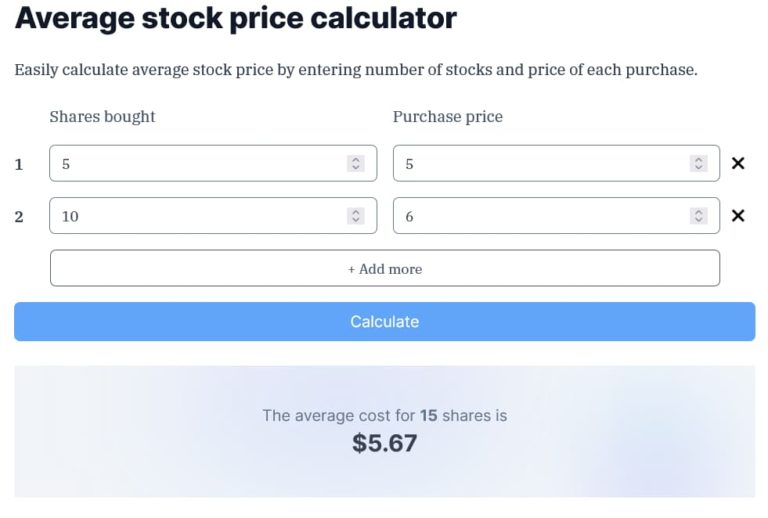 Stock Average Calculator Free Online Tool for Investors