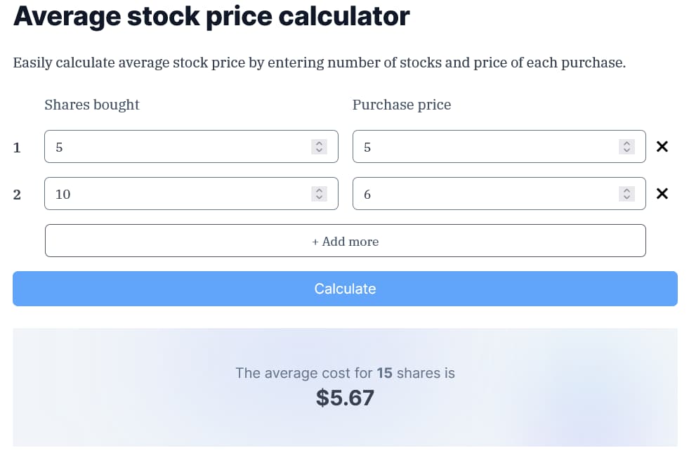 Stock Average Calculator Free Online Tool for Investors
