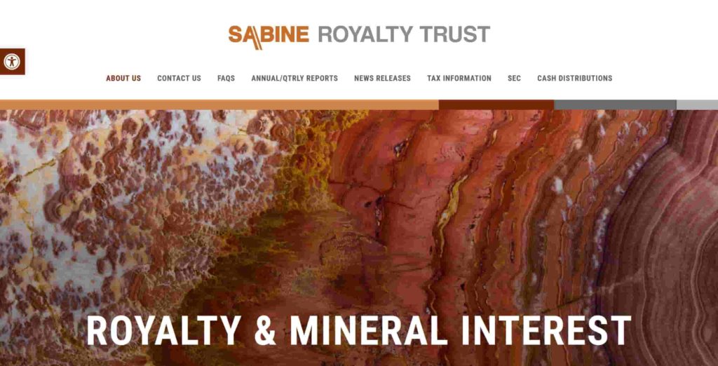 5 Stocks That Pay Dividends Monthly: Sabine Royalty Trust homepage screenshot.
