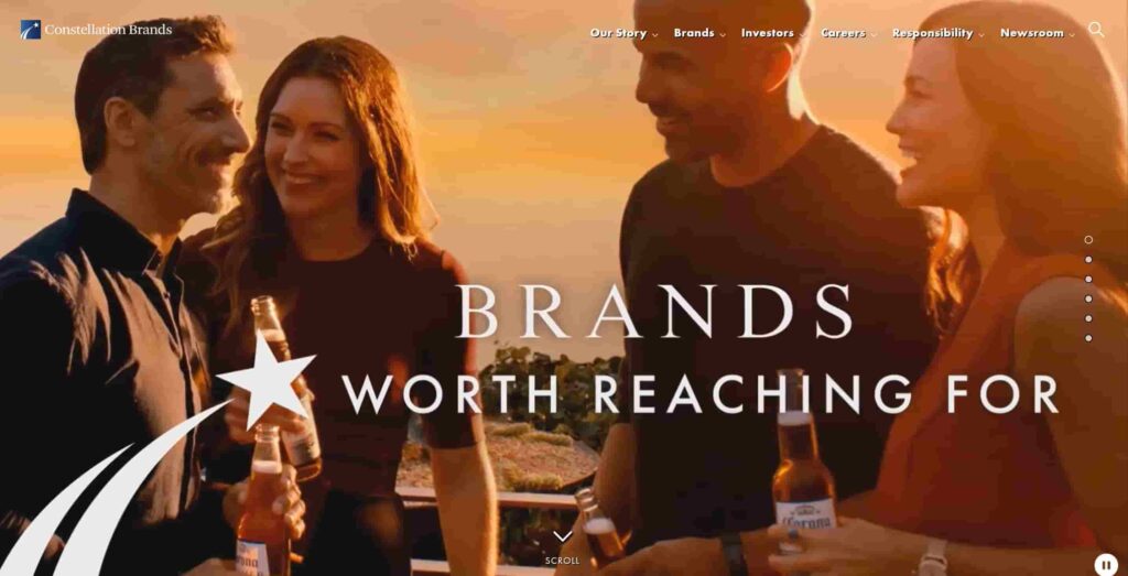 3 Best Weed Stocks That Pay Dividends: Constellation Brands homepage screenshot.