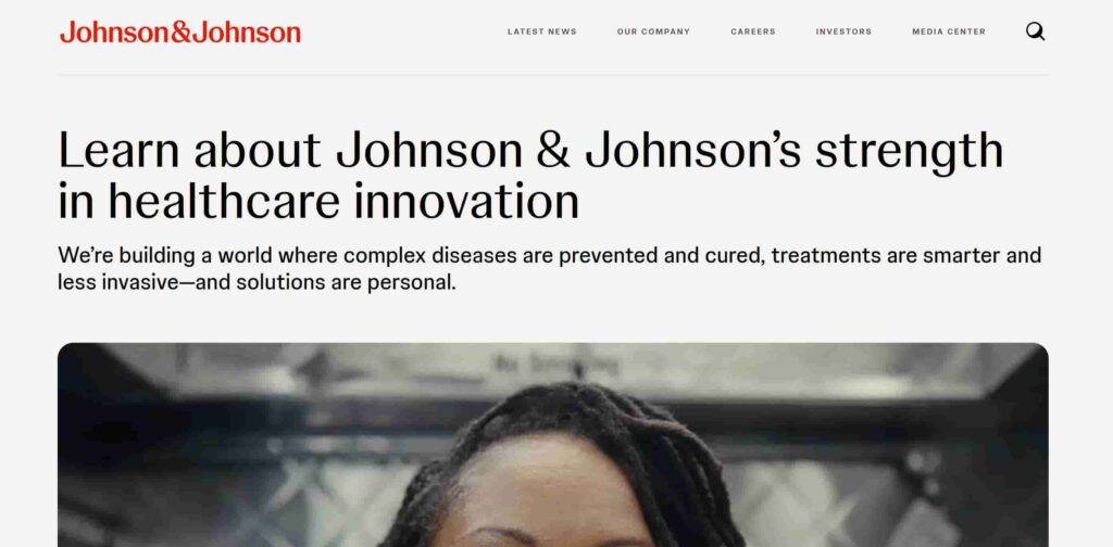 5 Best Medical Device Stocks: Johnson & Johnson homepage screenshot.