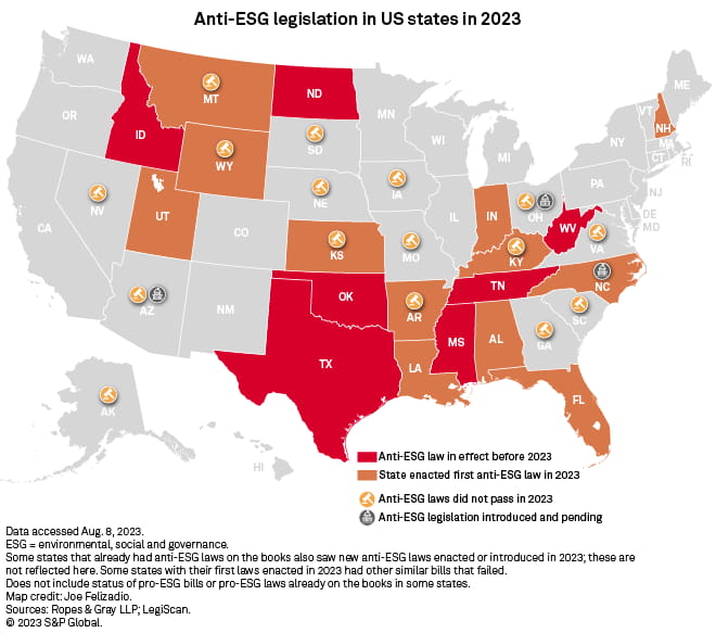 The Anti ESG Movement influences the U.S. states legislation in 2023. 