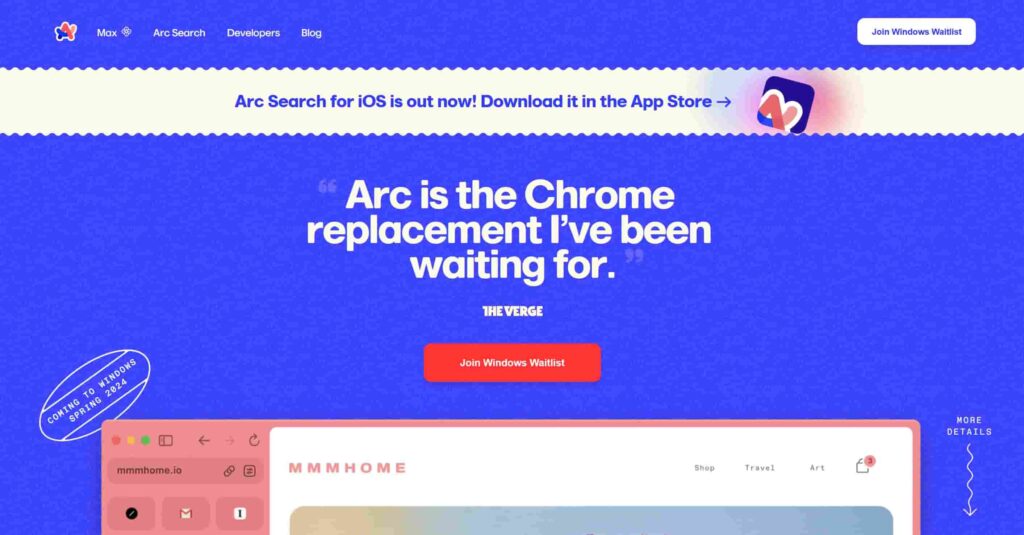 How to Buy Arc Browser Stock: Arc browser homepage screenshot.