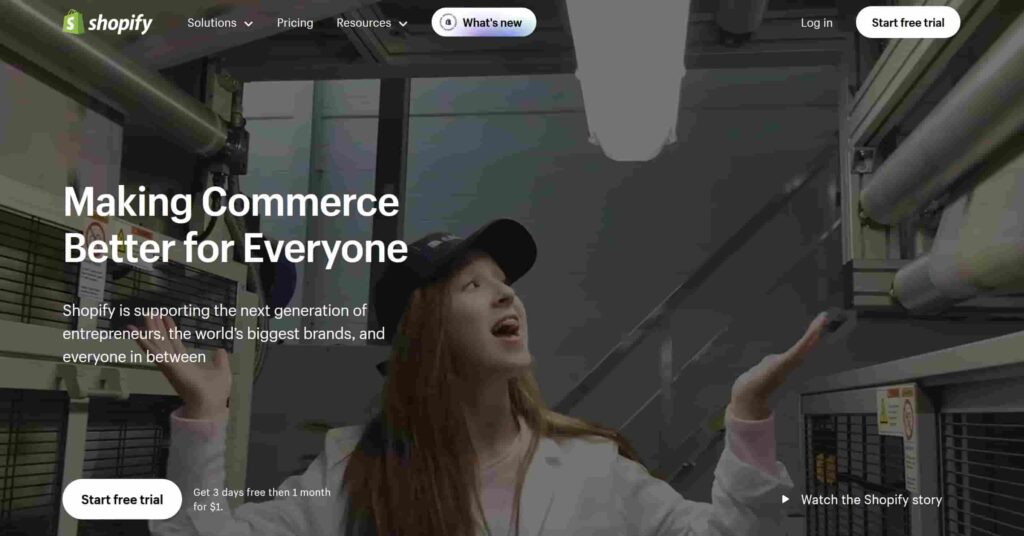 How to Buy Shopify Stock: Shopify homepage screenshot.