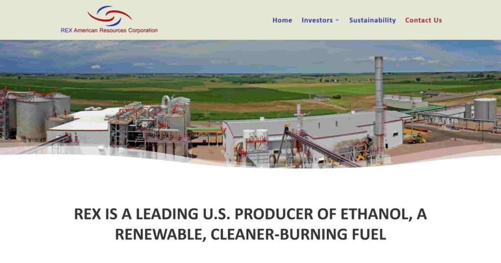 Market shocker: this renewable energy stock is set to soar beyond expectations: REX American Resources homepage screenshot.