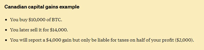 Example of Canada's Capital Tax on crypto. Source: TokenTax
