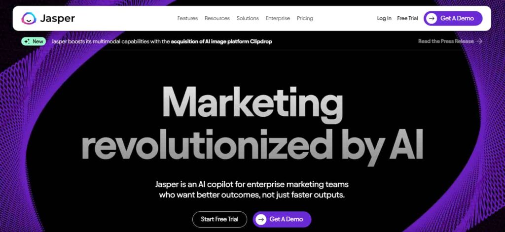 Jasper AI homepage