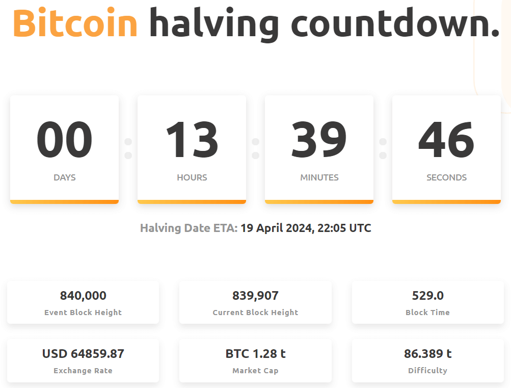 Bitcoin halving countdown
