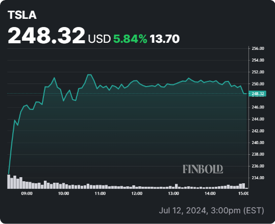 TSLA stock 24-hour price chart. Source: Finbold
