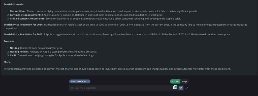 Perplexity AI on Nvidia stock bearish price prediction. Source: NanoGPT / Finbold