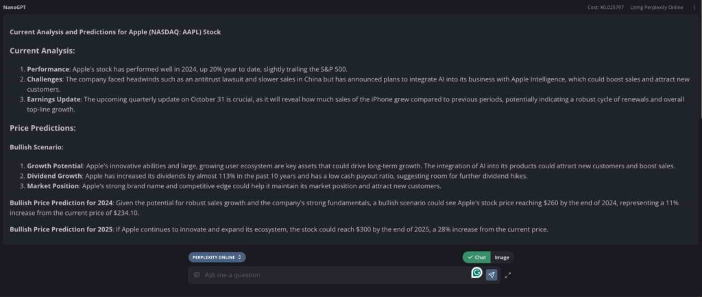 Perplexity AI on Nvidia stock bullish price prediction. Source: NanoGPT / Finbold