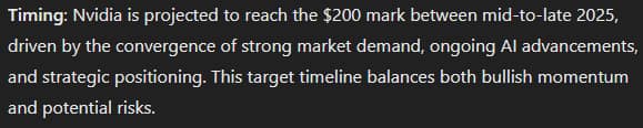 ChatGPT-4o's prediction on when NVDA will reach $200. Source: OpenAI