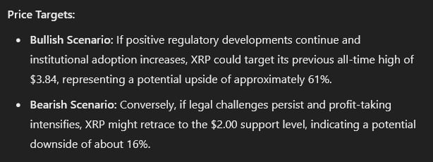 XRP price targets for the end of 2024. Source: OpenAI