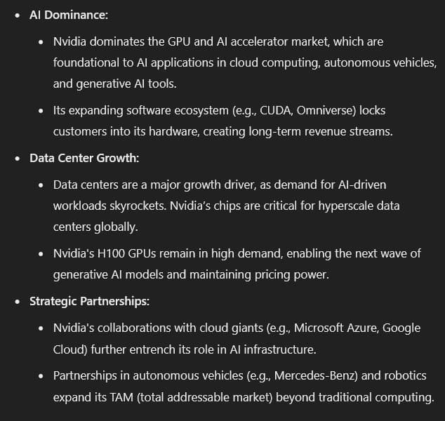 ChatGPT's reasoning for including NVDA stock in its portfolio. Source: OpenAI