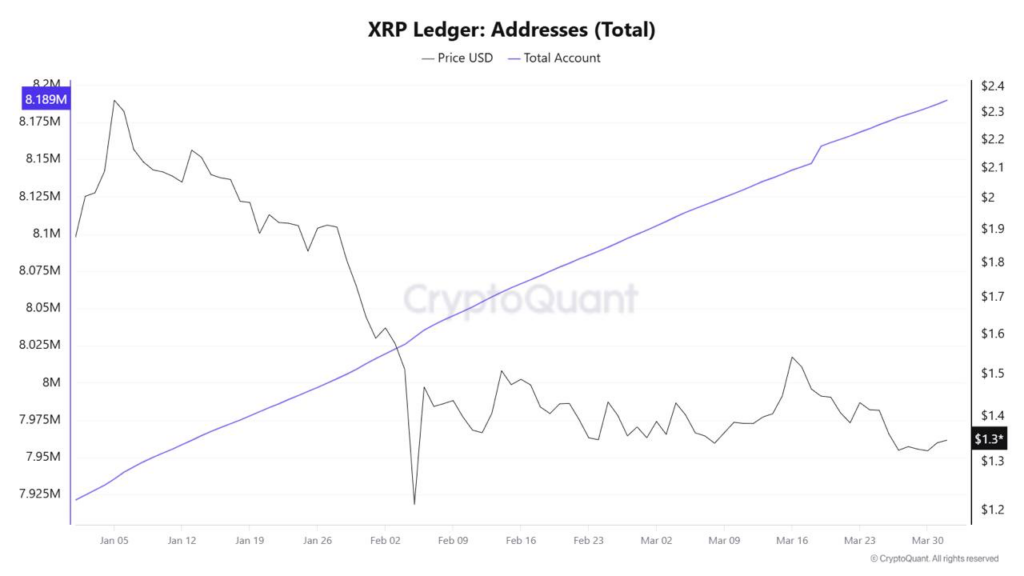XRP Ledger addresses hit all-time high, up 3.3% in Q1 2026