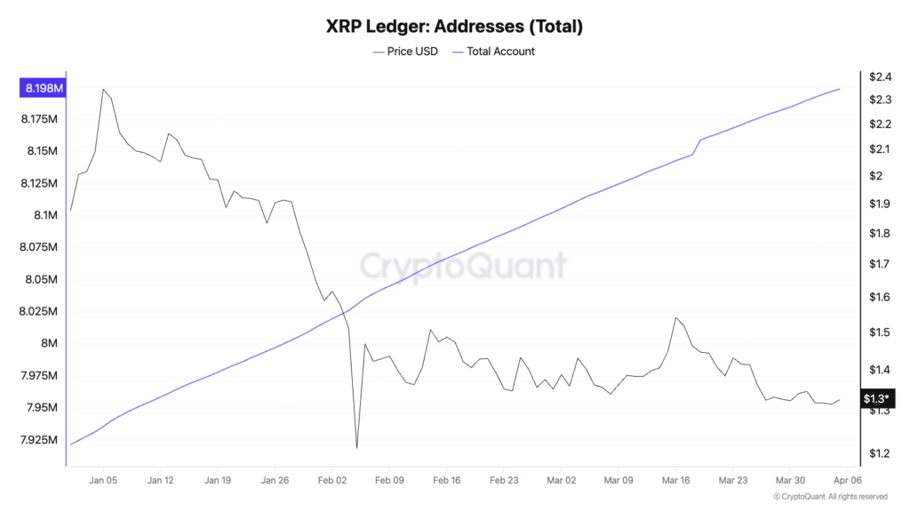 XRP price prediction as total addresses spike past 8 millionΒ
