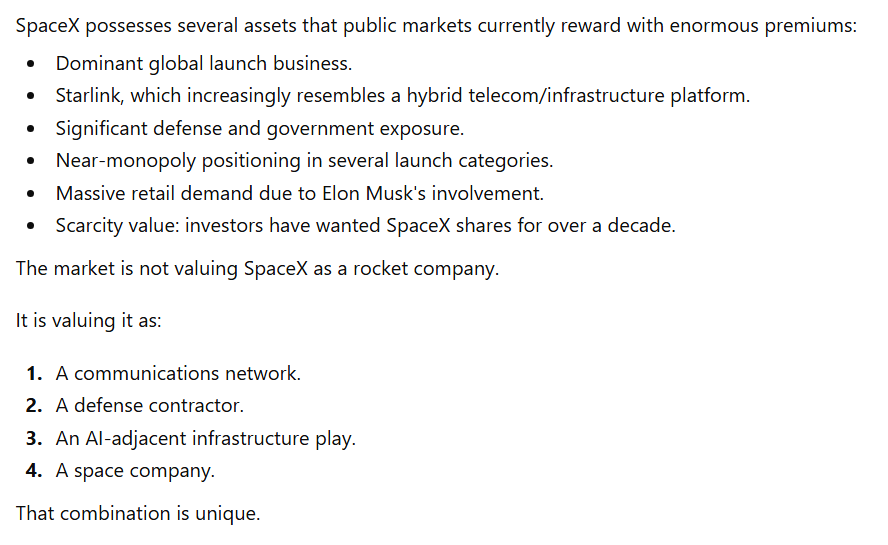 ChatGPT outlines top tailwinds for SpaceX stock after IPO. 