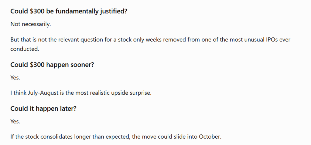 ChatGPT outlines other possibilities for SpaceX stock hitting $300.
