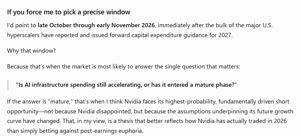 ChatGPT picks the best time to short Nvidia stock